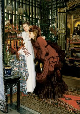 James Tissot Young Ladies Looking at Japanese Objects